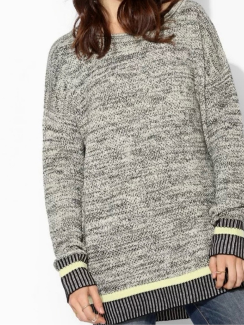 Silence + Noise Finish Line marled crew neck sweater